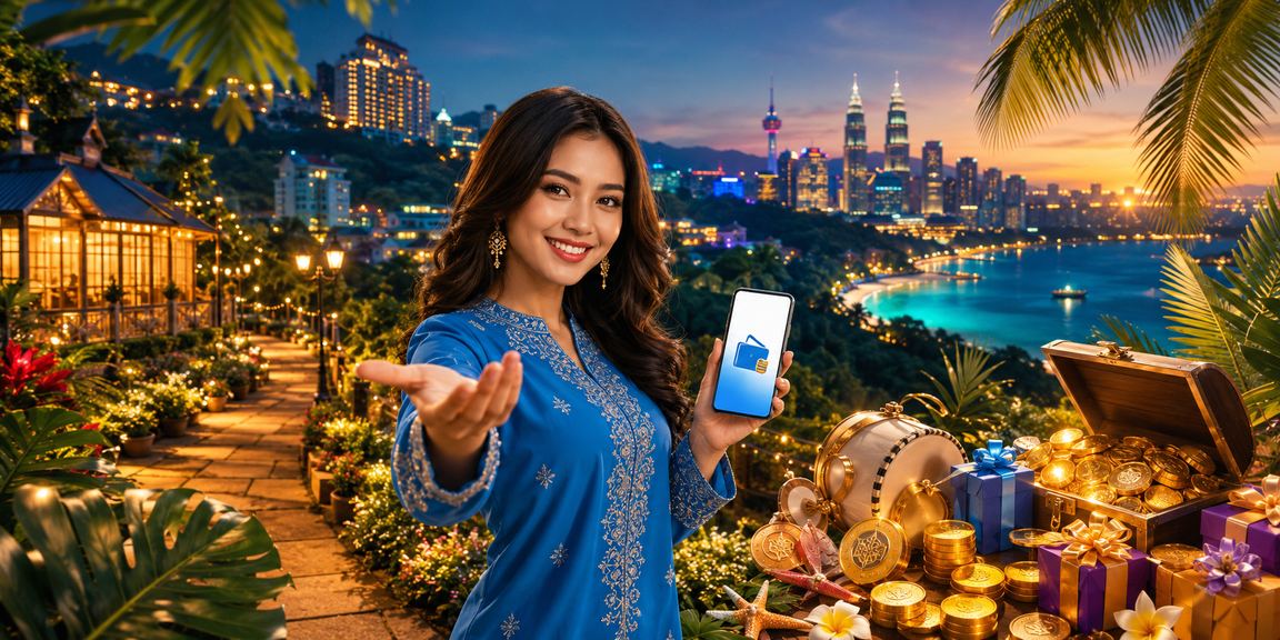Pengguna wanita Malaysia dalam baju kurung membuat deposit selamat pada platform 610